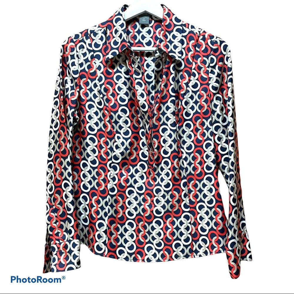 Ann Taylor Petite SILK long sleeve blouse Sz 8P